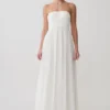 Juno Strapless Pleated Maxi Gown – White
