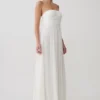 Juno Strapless Pleated Maxi Gown – White