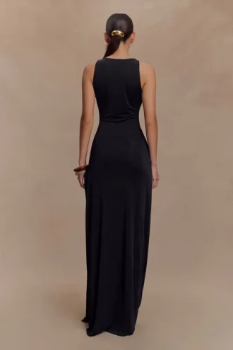 Kaiden Slinky Beaded Maxi Dress – Black