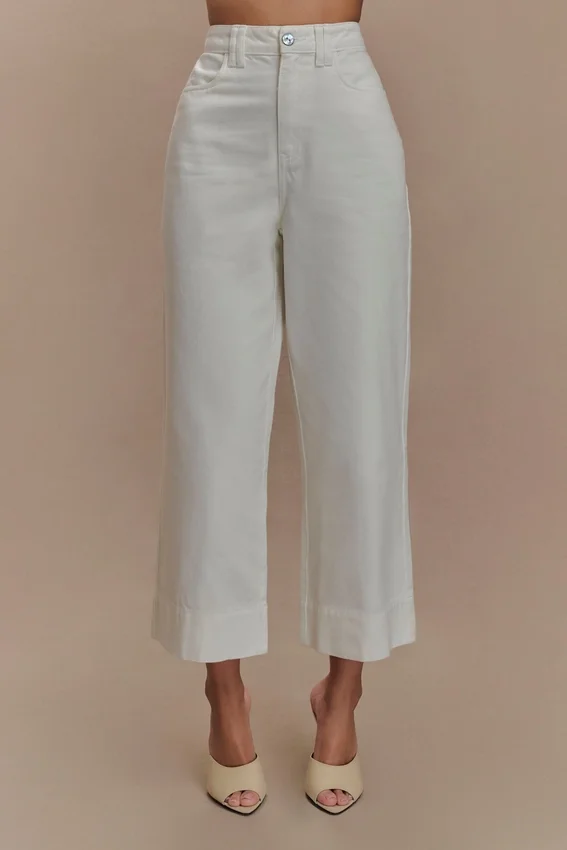 Kaitlyn Cropped Wide Leg Jeans – White Kaitlyn Cropped Wide Leg Jeans – White
