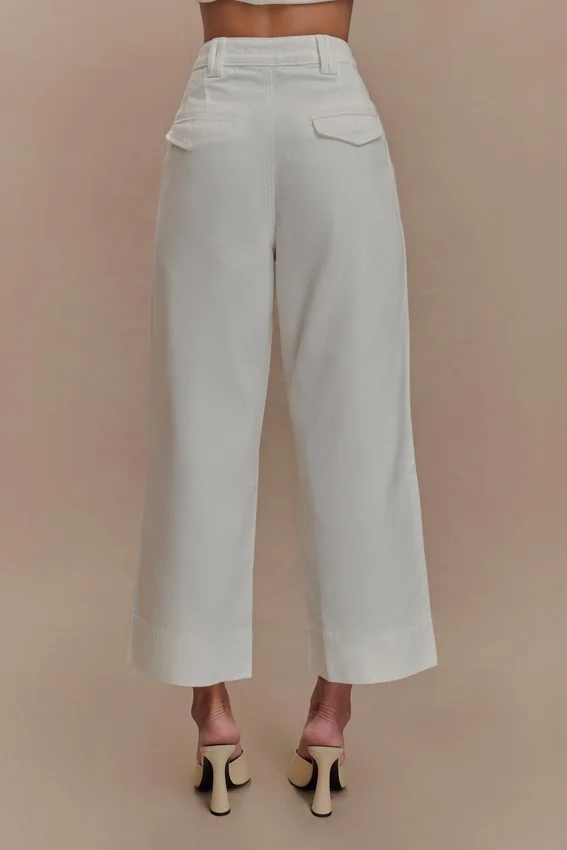 Kaitlyn Cropped Wide Leg Jeans – White Kaitlyn Cropped Wide Leg Jeans – White