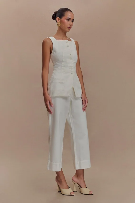 Kaitlyn Cropped Wide Leg Jeans – White Kaitlyn Cropped Wide Leg Jeans – White