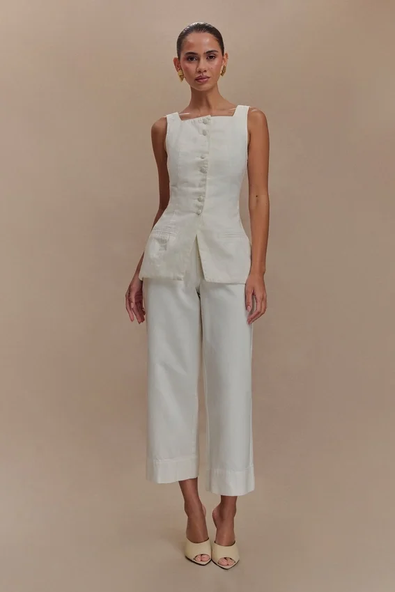 Kaitlyn Cropped Wide Leg Jeans – White Kaitlyn Cropped Wide Leg Jeans – White