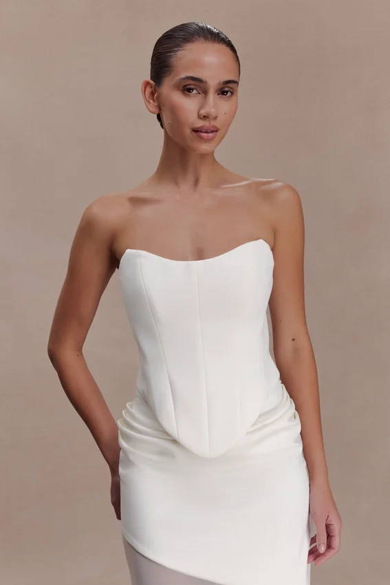 Karina Strapless Scuba Corset – White Karina Strapless Scuba Corset – White