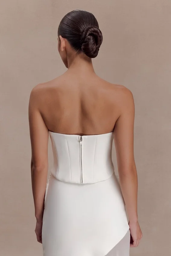 Karina Strapless Scuba Corset – White Karina Strapless Scuba Corset – White