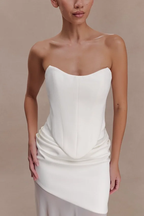 Karina Strapless Scuba Corset – White Karina Strapless Scuba Corset – White