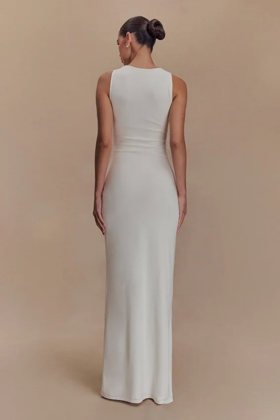 Kassidy Peached Jersey Maxi Dress – Ivory Kassidy Peached Jersey Maxi Dress – Ivory