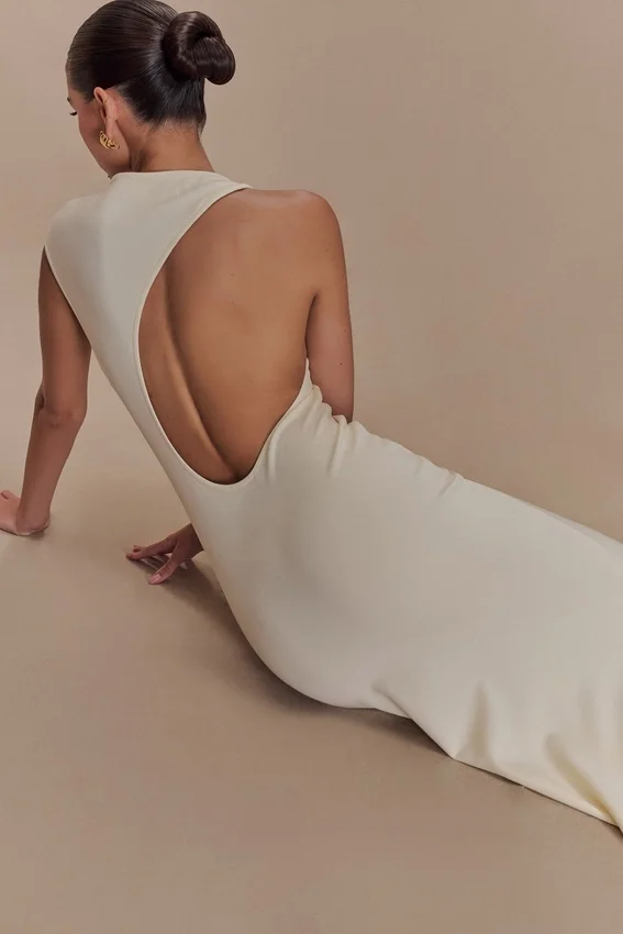 Katerina Scuba Jersey Cut Out Maxi Dress – Ivory Katerina Scuba Jersey Cut Out Maxi Dress – Ivory