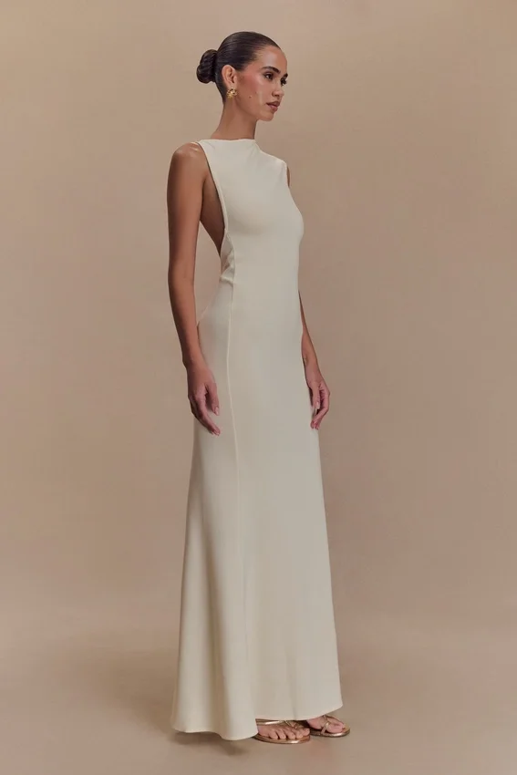 Katerina Scuba Jersey Cut Out Maxi Dress – Ivory Katerina Scuba Jersey Cut Out Maxi Dress – Ivory