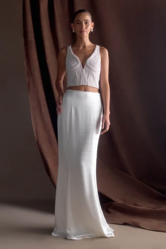 Kathia Pearl Hand Beaded Top – White Kathia Pearl Hand Beaded Top – White