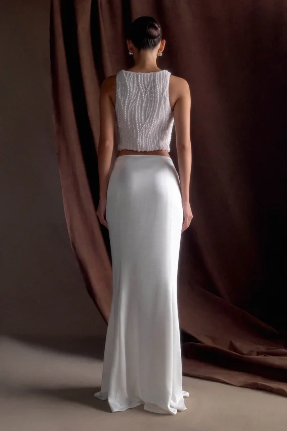 Kathia Pearl Hand Beaded Top – White Kathia Pearl Hand Beaded Top – White