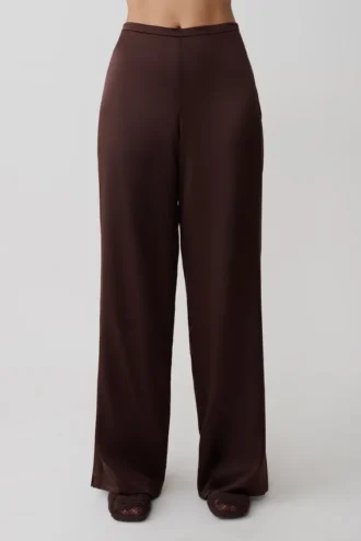 Kayla Silk Blend Straight Leg Pants – Dark Chocolate Kayla Silk Blend Straight Leg Pants – Dark Chocolate