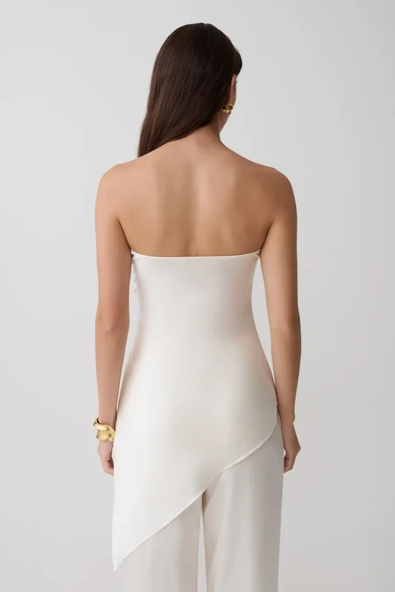 Kayla Silk Blend Strapless Asymmetric Top – Ivory Kayla Silk Blend Strapless Asymmetric Top – Ivory