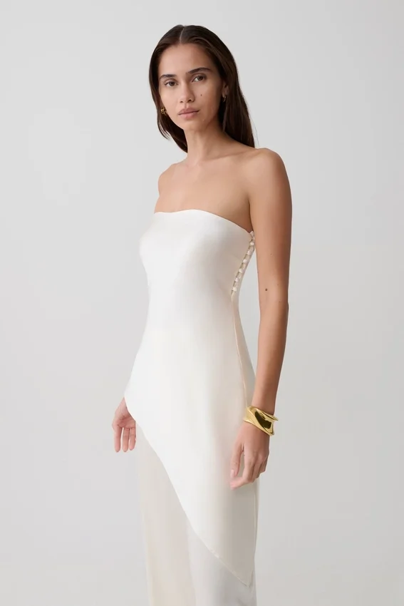 Kayla Silk Blend Strapless Asymmetric Top – Ivory Kayla Silk Blend Strapless Asymmetric Top – Ivory