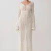 Kayleigh Crochet Fishtail Flare Sleeve Maxi Dress – White Kayleigh Crochet Fishtail Flare Sleeve Maxi Dress – White