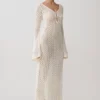 Kayleigh Crochet Fishtail Flare Sleeve Maxi Dress – White Kayleigh Crochet Fishtail Flare Sleeve Maxi Dress – White