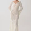 Kayleigh Crochet Fishtail Flare Sleeve Maxi Dress – White Kayleigh Crochet Fishtail Flare Sleeve Maxi Dress – White