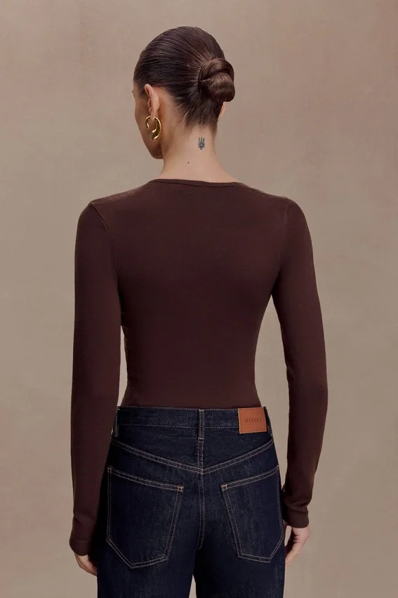 Kaylen Knit Long Sleeve Top – Dark Chocolate Kaylen Knit Long Sleeve Top – Dark Chocolate