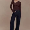 Kaylen Knit Long Sleeve Top – Dark Chocolate Kaylen Knit Long Sleeve Top – Dark Chocolate