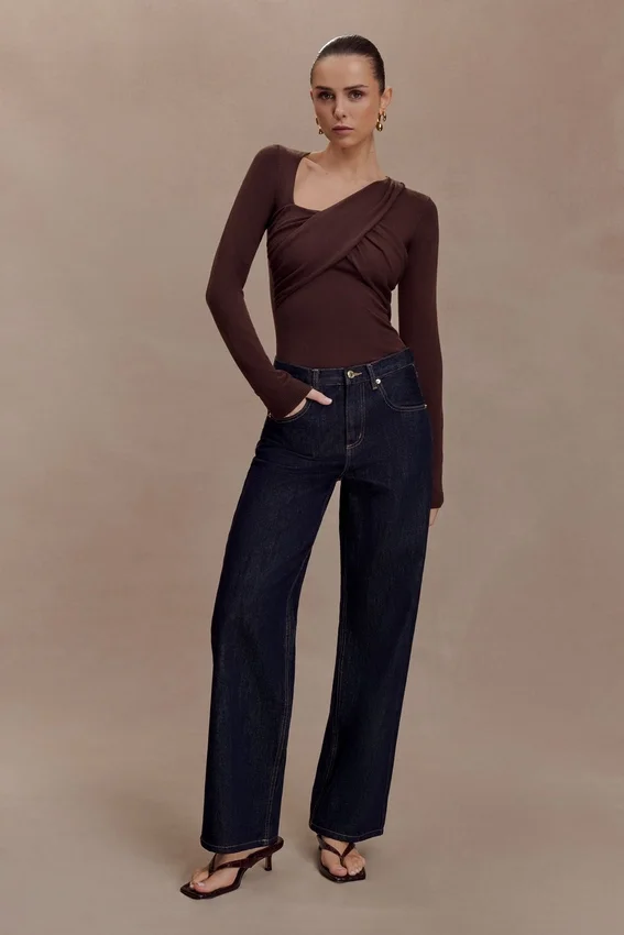 Kaylen Knit Long Sleeve Top – Dark Chocolate Kaylen Knit Long Sleeve Top – Dark Chocolate