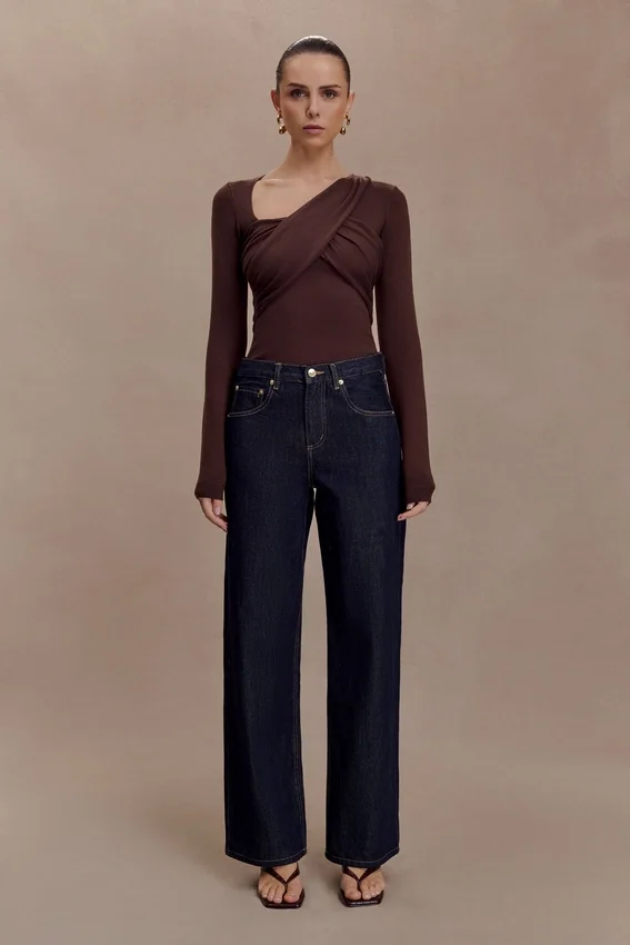 Kaylen Knit Long Sleeve Top – Dark Chocolate Kaylen Knit Long Sleeve Top – Dark Chocolate
