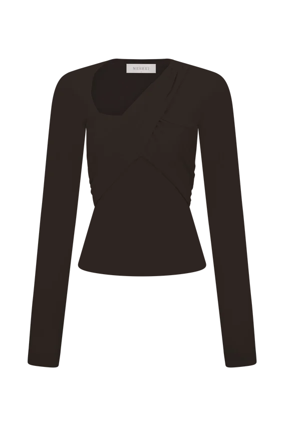 Kaylen Knit Long Sleeve Top – Dark Chocolate Kaylen Knit Long Sleeve Top – Dark Chocolate