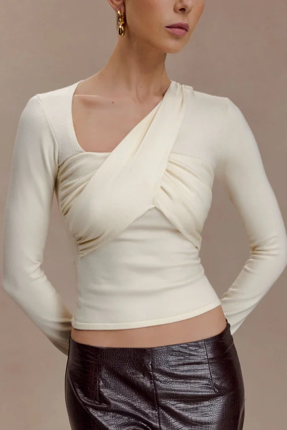 Kaylen Knit Long Sleeve Top – Ivory Kaylen Knit Long Sleeve Top – Ivory
