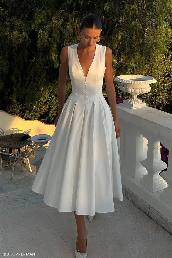 Keely Cotton Sleeveless Midi Dress – White Keely Cotton Sleeveless Midi Dress – White
