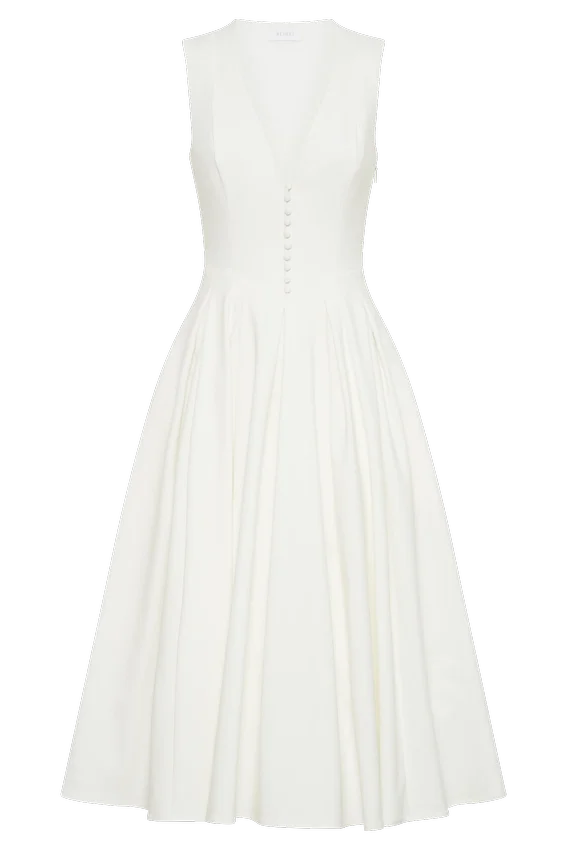 Keely Cotton Sleeveless Midi Dress – White Keely Cotton Sleeveless Midi Dress – White