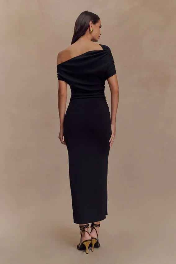 Kendra Scuba Jersey Midi Dress With Hardware – Black Kendra Scuba Jersey Midi Dress With Hardware – Black