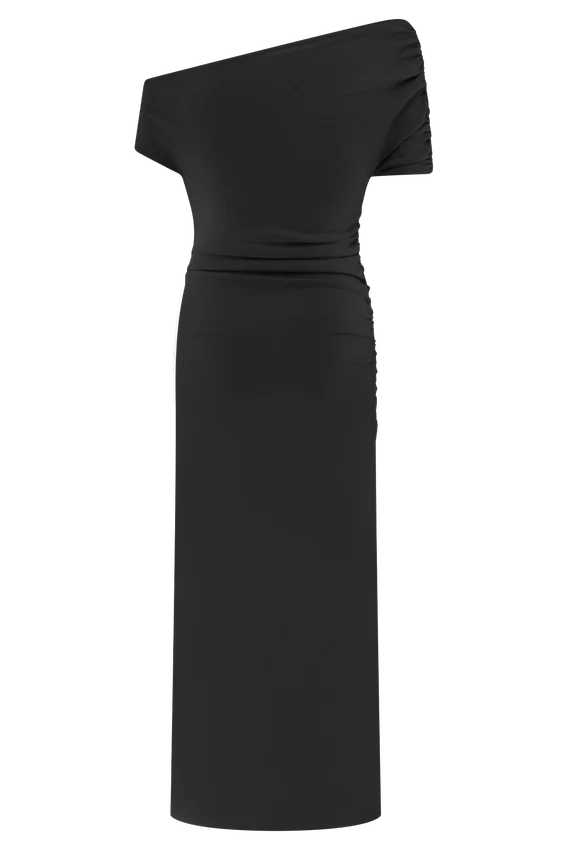 Kendra Scuba Jersey Midi Dress With Hardware – Black Kendra Scuba Jersey Midi Dress With Hardware – Black