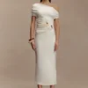 Kendra Scuba Jersey Midi Dress With Hardware – Ivory Kendra Scuba Jersey Midi Dress With Hardware – Ivory