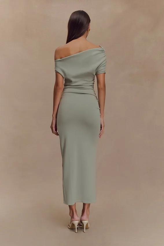 Kendra Scuba Jersey Midi Dress With Hardware – Sage Kendra Scuba Jersey Midi Dress With Hardware – Sage