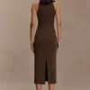 Kennedy High Neck Midi Dress – Chocolate Kennedy High Neck Midi Dress – Chocolate
