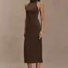 Kennedy High Neck Midi Dress – Chocolate Kennedy High Neck Midi Dress – Chocolate
