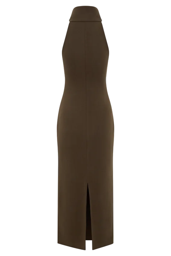 Kennedy High Neck Midi Dress – Chocolate Kennedy High Neck Midi Dress – Chocolate