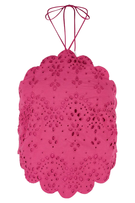 Kensley Broderie Halter Top – Dragonfruit Kensley Broderie Halter Top – Dragonfruit