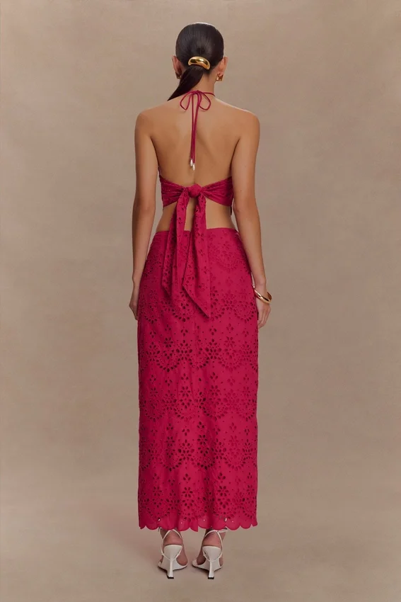 Kensley Broderie Halter Top – Dragonfruit Kensley Broderie Halter Top – Dragonfruit