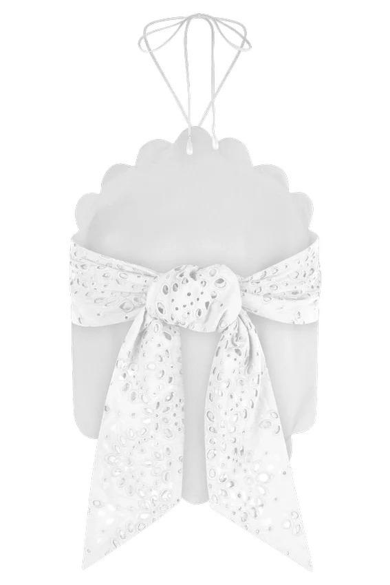 Kensley Broderie Halter Top – White Kensley Broderie Halter Top – White