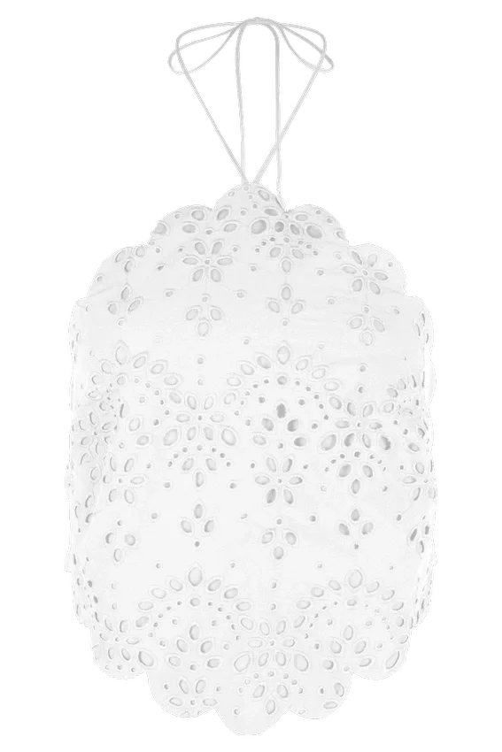 Kensley Broderie Halter Top – White Kensley Broderie Halter Top – White