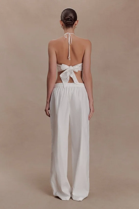 Kensley Broderie Halter Top – White Kensley Broderie Halter Top – White