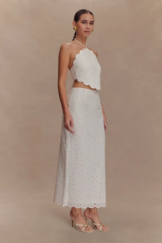 Kensley Broderie Midi Skirt – White Kensley Broderie Midi Skirt – White