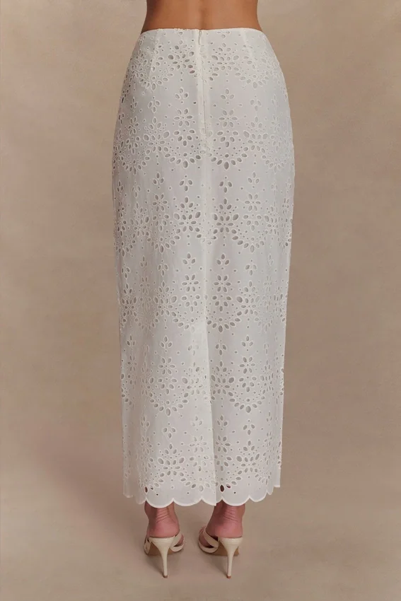 Kensley Broderie Midi Skirt – White Kensley Broderie Midi Skirt – White