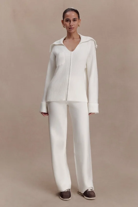 Kerrymae Straight Leg Knit Pants – Off White Kerrymae Straight Leg Knit Pants – Off White