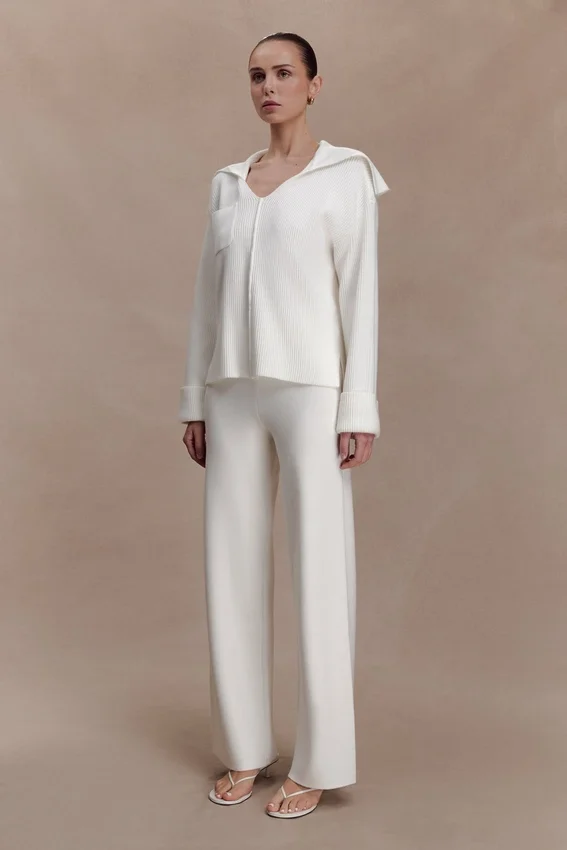 Kerrymae Straight Leg Knit Pants – Off White Kerrymae Straight Leg Knit Pants – Off White