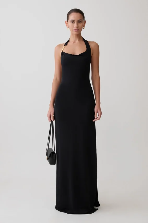 Khanh Slinky Halter Maxi Dress – Black Khanh Slinky Halter Maxi Dress – Black