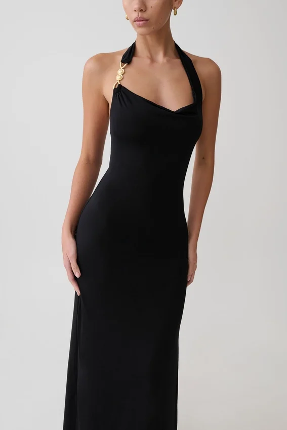Khanh Slinky Halter Maxi Dress – Black Khanh Slinky Halter Maxi Dress – Black