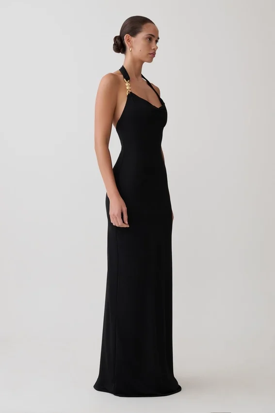 Khanh Slinky Halter Maxi Dress – Black Khanh Slinky Halter Maxi Dress – Black