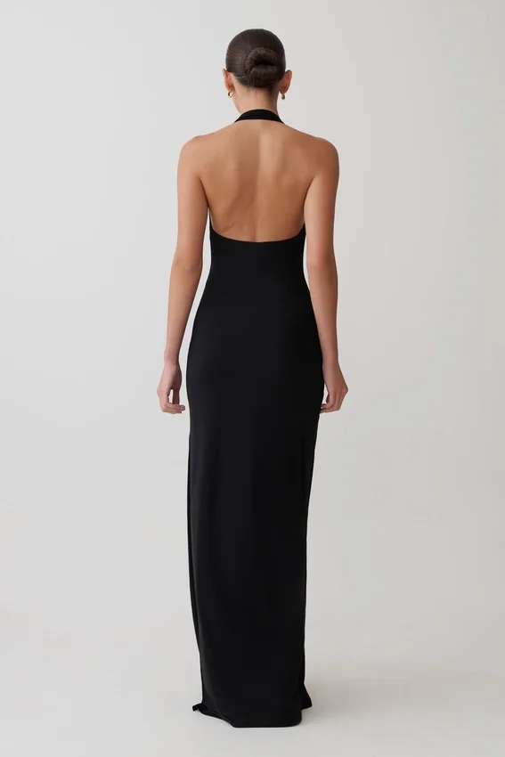 Khanh Slinky Halter Maxi Dress – Black Khanh Slinky Halter Maxi Dress – Black