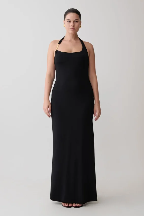 Khanh Slinky Halter Maxi Dress – Black Khanh Slinky Halter Maxi Dress – Black